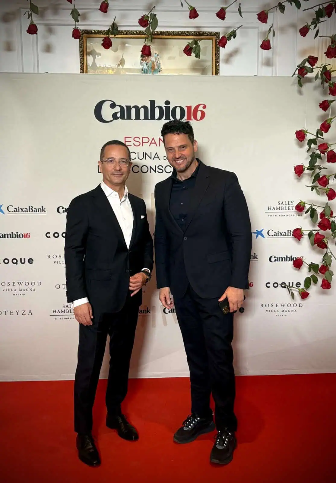 ark architects representatives on the red carpet at the spain cradle of conscious luxury event hosted by cambio16 at rosewood villa magna hotel in madrid.