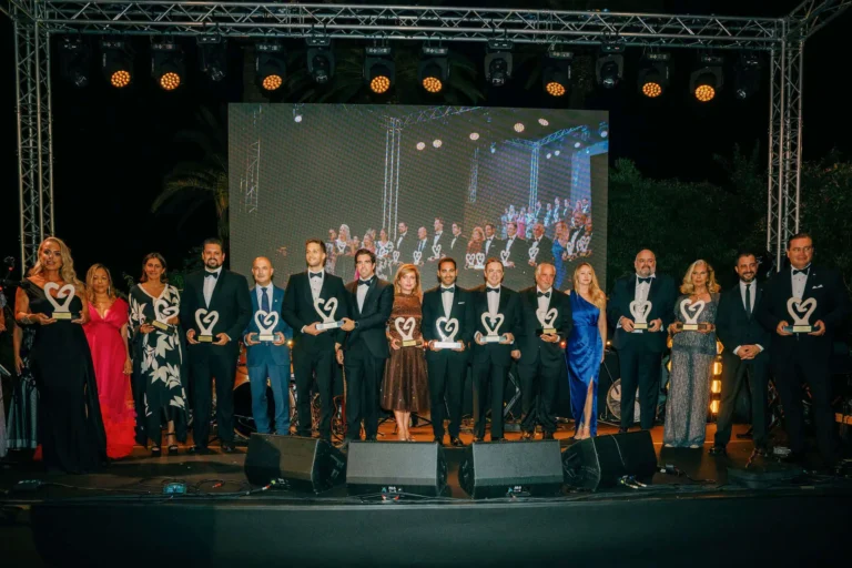 Award ceremony at AECC Marbella Gala 40th Anniversary, recipients on stage