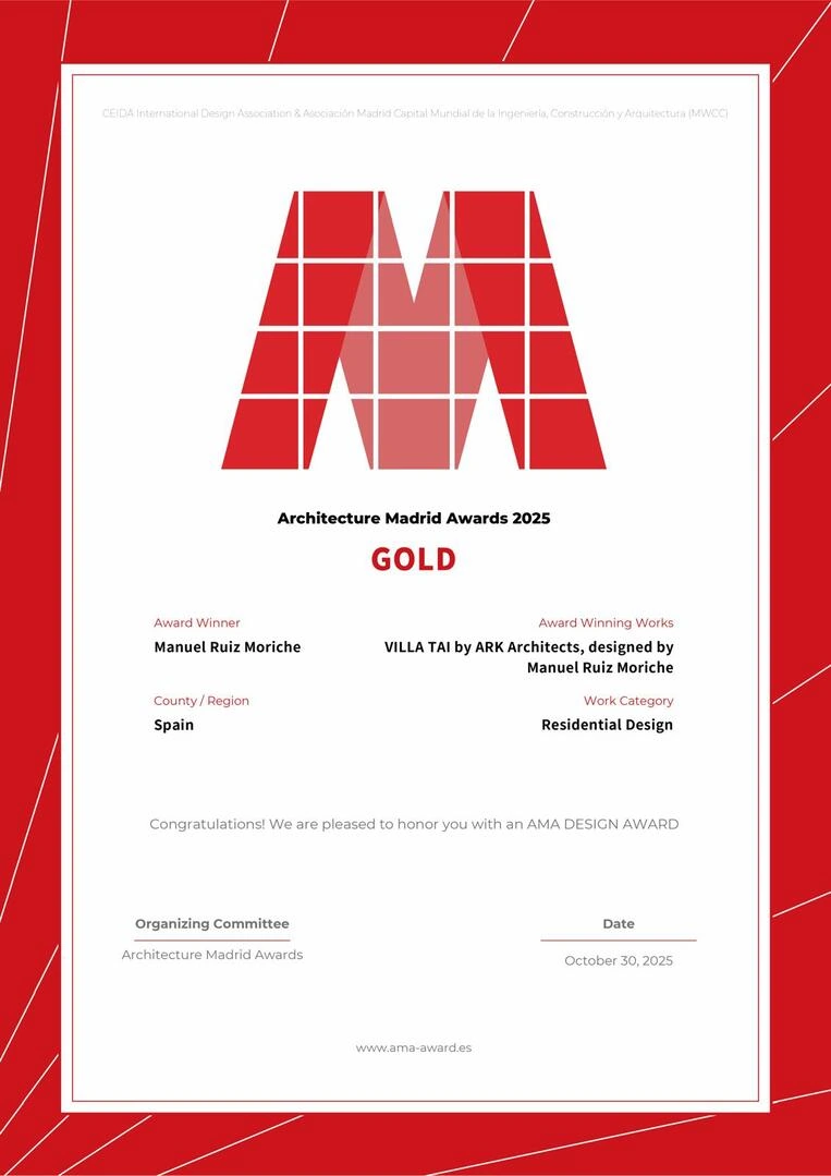 villa tai awarded GOLD winner 2025 ark architects